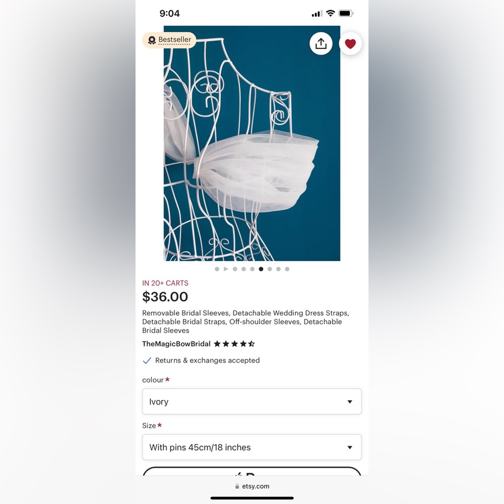 Ivory Tulle Detachable Wedding Dress Sleeves